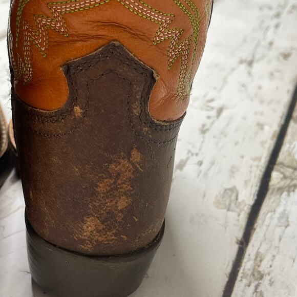 ARIAT BOYS' ROUGHSTOCK WESTERN BOOTS orange brown sz11.5 little girls age 4-7 - Picture 2 of 12